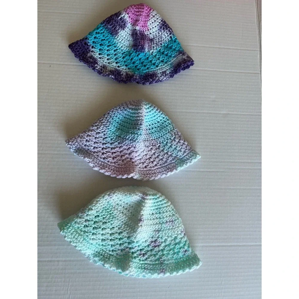 3 Wide Brim‎ Girls Crochet Sun Handmade Beach Sunshade Fisherman Bucket Hats